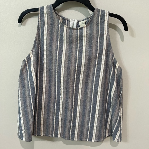 Paper Crane Tops - Paper Crane Blue and White Striped Tank Top